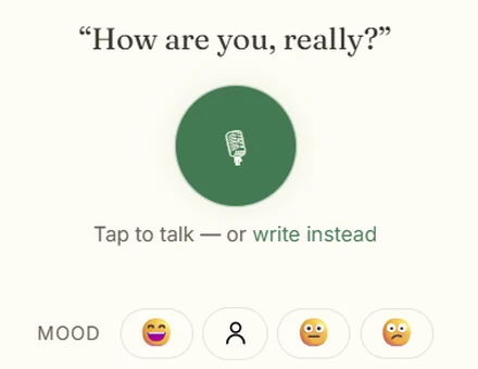GraceDays — the voice journal: how are you, really? Tap to talk or write instead